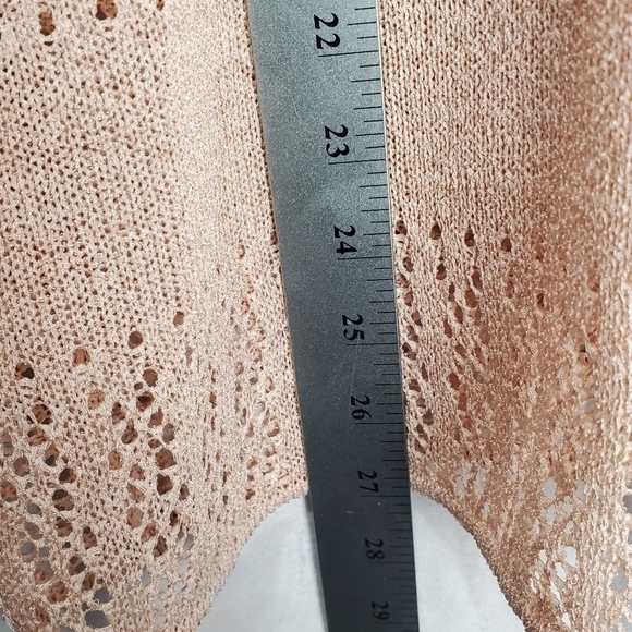 Bice by Sag Harbor Light Pink Crochet Knit V-Neck Button Cardigan Size XL - Picture 7 of 8